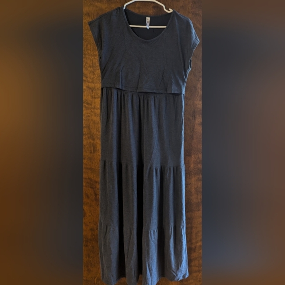 Latched Mama Navy BlueTiered A-Line Maxi Dress